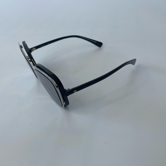 CHANEL | CLIP ON MIRROR SUNGLASSES | SILVER | AUTHENTIC - Picture 6 of 10
